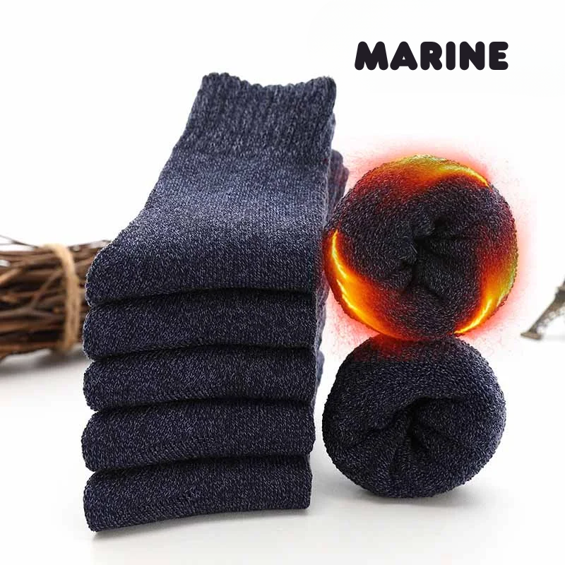 5 Paires de Chaussettes en laine mérinos Chaudes et confortables