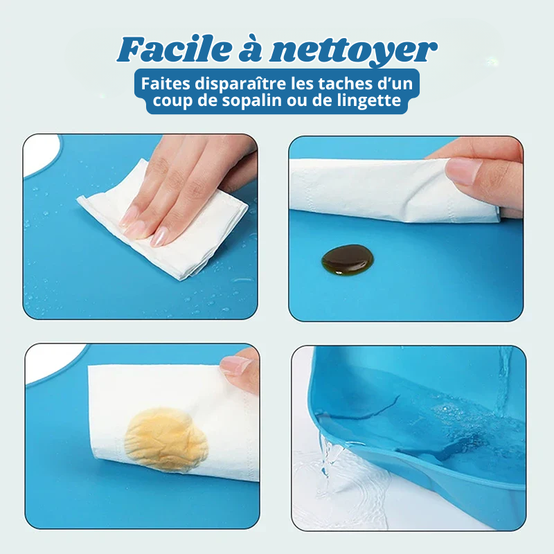 Bavoir Repas Adulte en Silicone – Imperméable & Profond