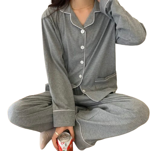 Pyjama boutonné en Coton Modal - Femme