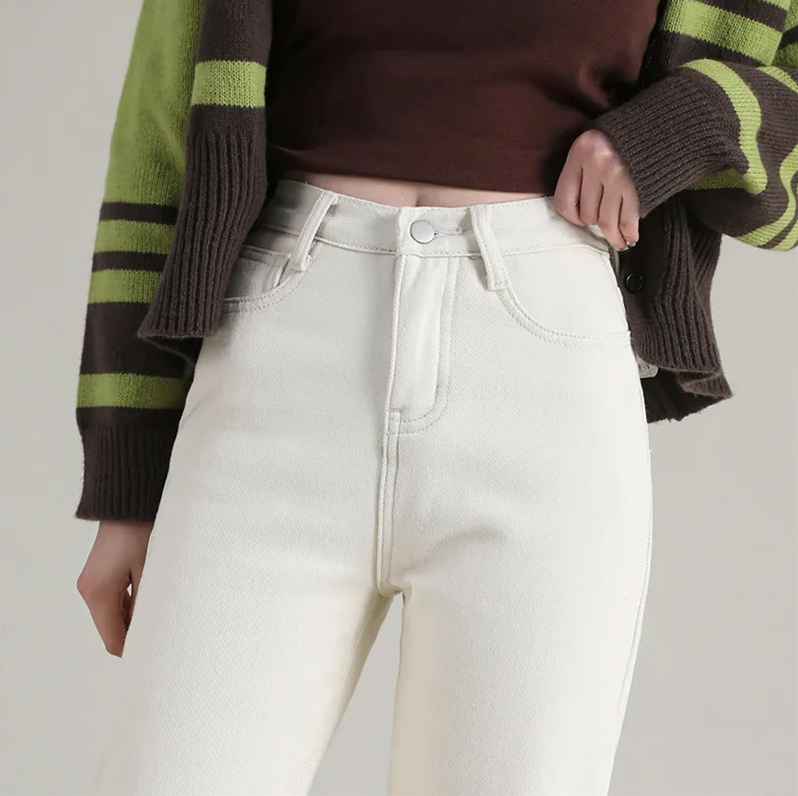 Jean Thermique Coupe Droite Taille Haute - Femme