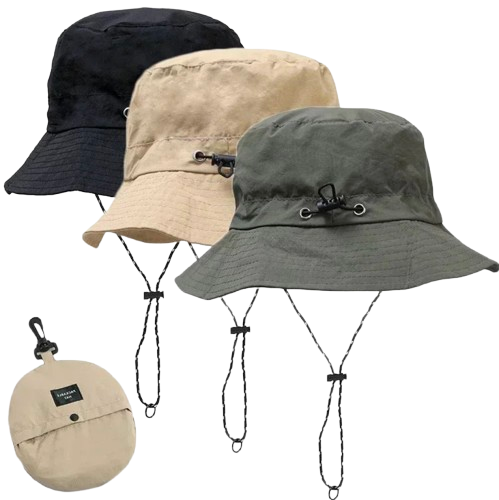Chapeau de pêcheur à Cordon Pliable Anti-UV & Imperméable