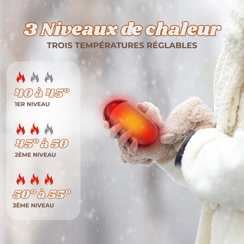 Chauffe-Mains Magnétiques 2 en 1 Portables & Rechargeables - 3 Températures
