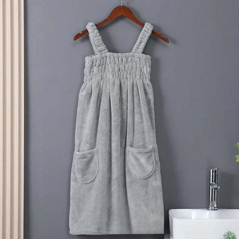 Cozy Bath - Robe Serviette de Bain à Poches & Bretelles