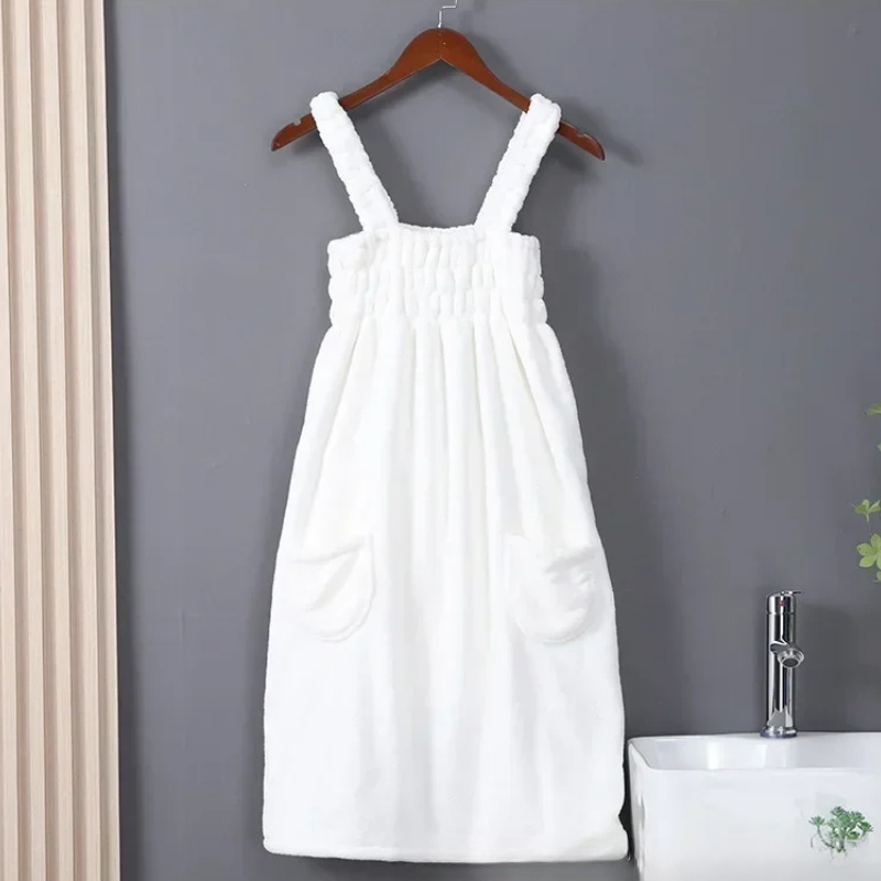 Cozy Bath - Robe Serviette de Bain à Poches & Bretelles