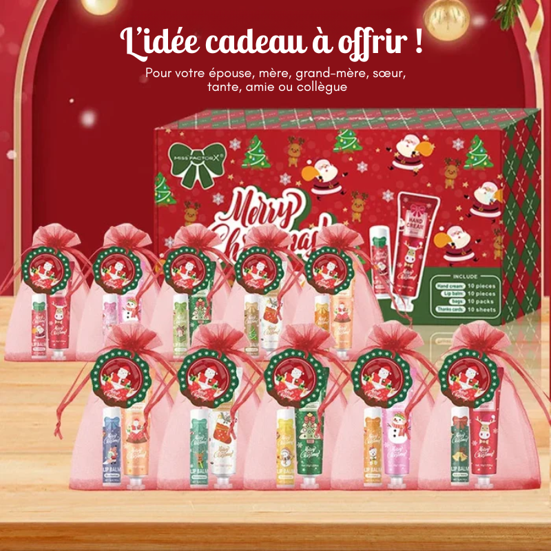 Coffret Idée Cadeau Noël - Crème pour les mains & Baume à lèvres 20PCS