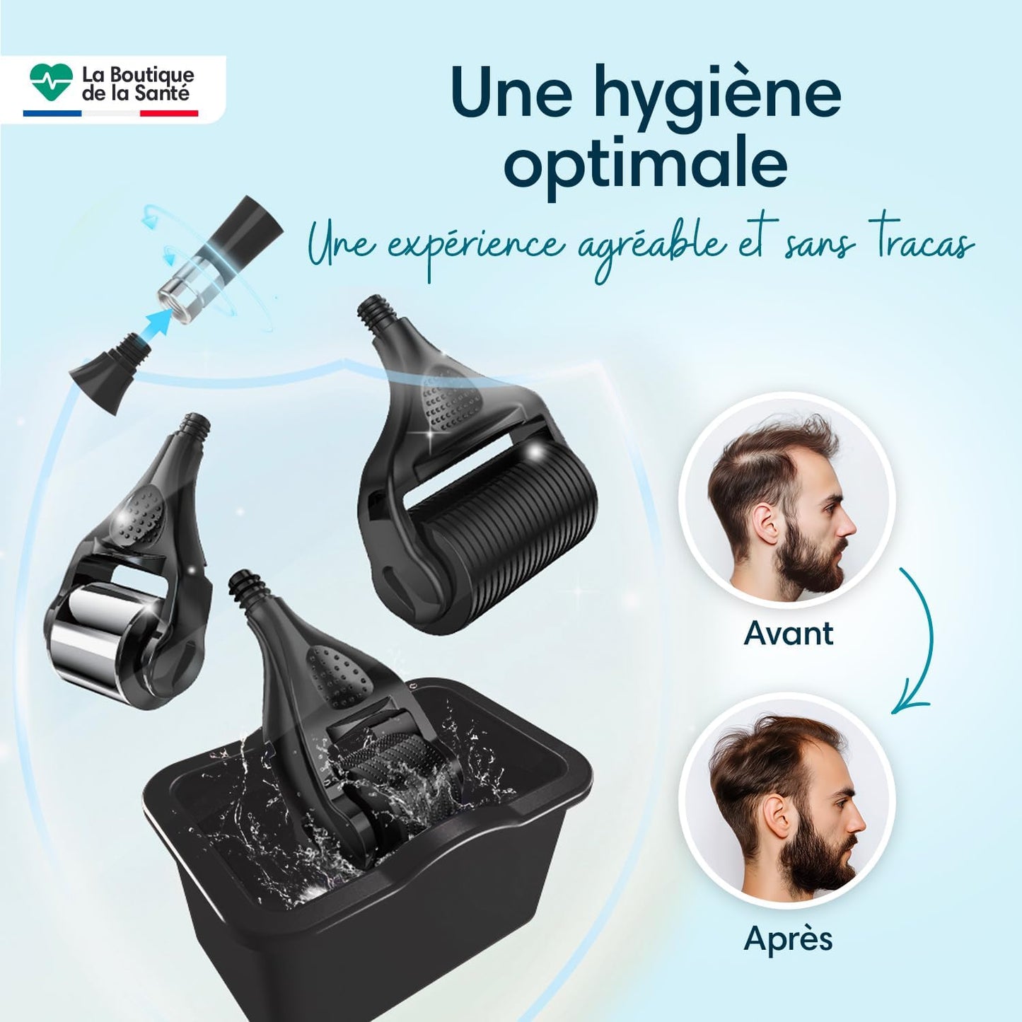 Dermaroller cheveux et barbe - Kit complet 7 en 1