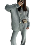 Ensemble Cardigan & Pantalon ample tricoté Élégant et Casual