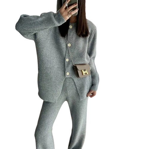 Ensemble Cardigan & Pantalon ample tricoté Élégant et Casual