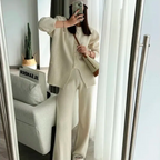Ensemble Cardigan & Pantalon ample tricoté Élégant et Casual