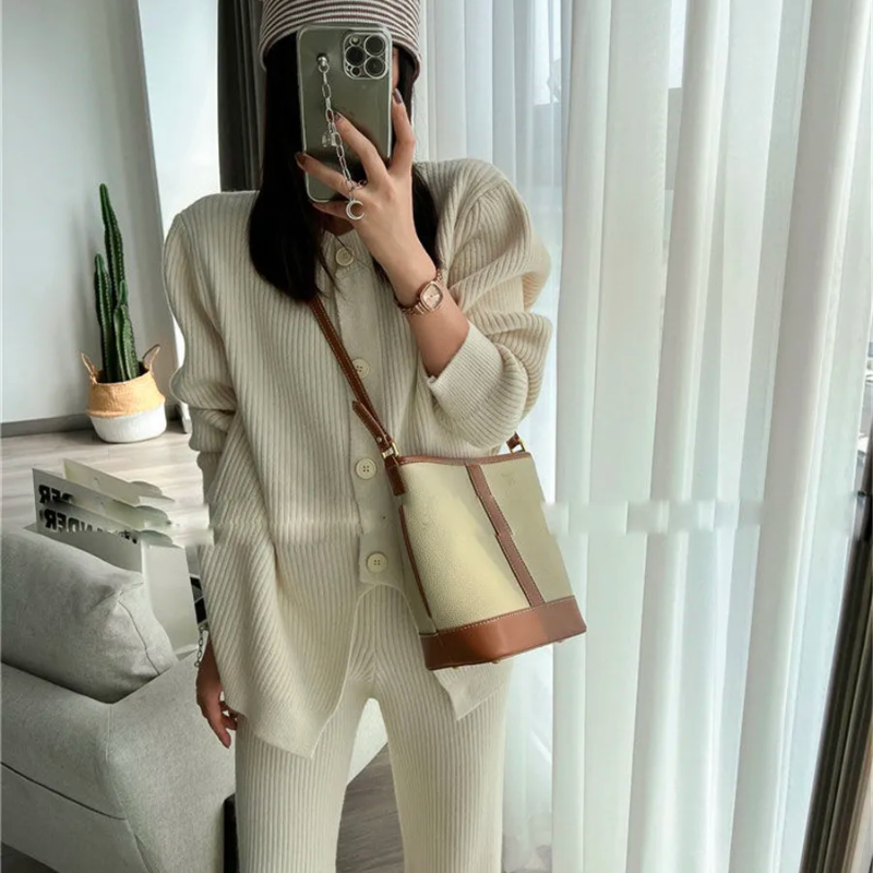 Ensemble Cardigan & Pantalon ample tricoté Élégant et Casual