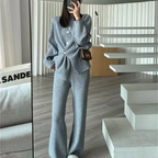 Ensemble Cardigan & Pantalon ample tricoté Élégant et Casual