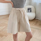 Short en Coton Ample à Taille Élastique avec Cordon