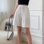 Short en Coton Ample à Taille Élastique avec Cordon