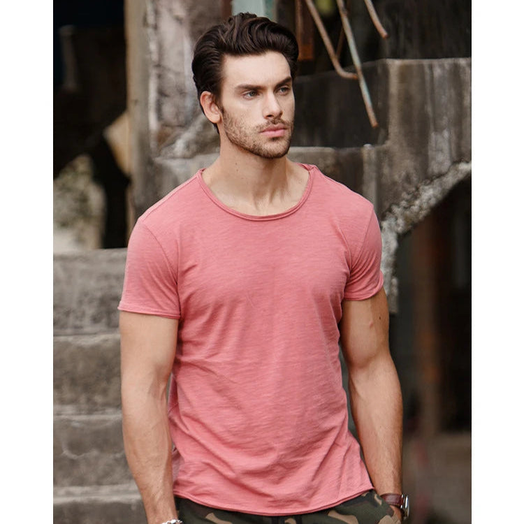 T-Shirt 100% Coton Décontracté à Col Rond et Manches Courtes