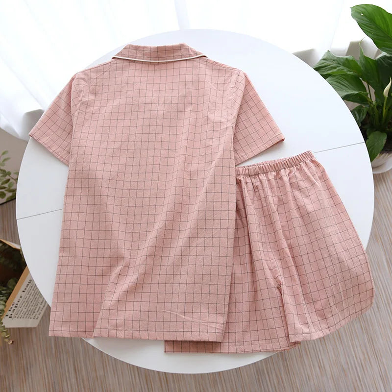 Pyjama en Gaze de Coton Chemise & Short Mixte - Printemps/ Été