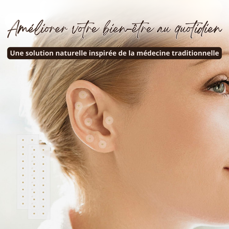 Lot de 100 Patchs Adhésifs d'Acupuncture pour Oreilles - Multiples Bienfaits
