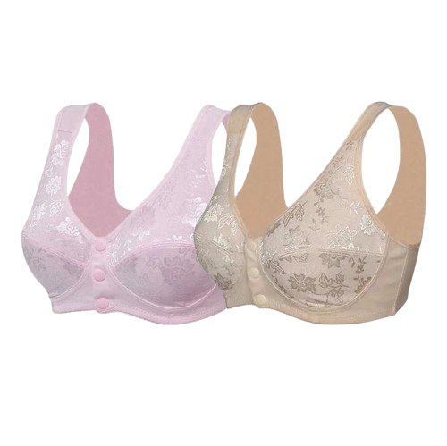 Lot de 2 Soutien-gorge Coton Anti-Affaissement à Boutons Avant