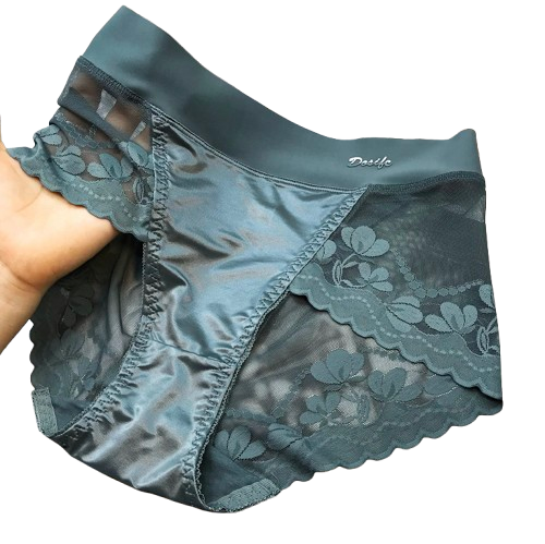 Lot de 3 Culottes Sexy en Soie Glacée et Dentelle Florale