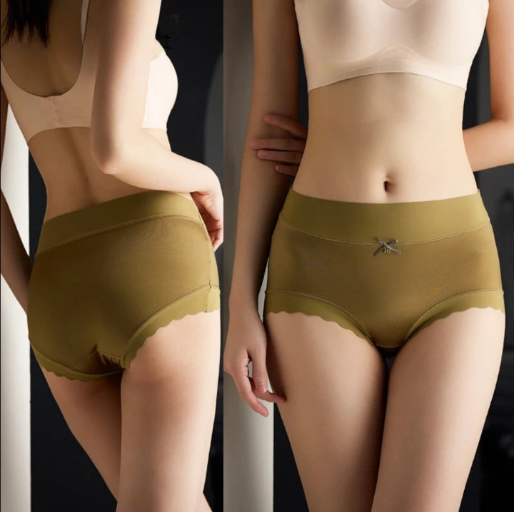 Lot de 3 Culottes en Soie Glacée Taille Haute - Bords Côtelés & Noeud