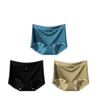 Lot de 3 Culottes en Soie Glacée Taille Haute - Bords Côtelés & Noeud
