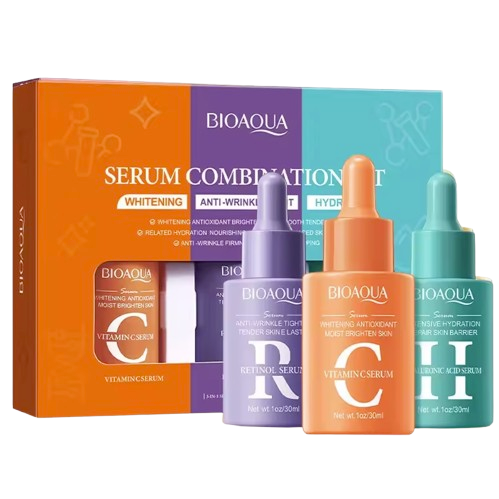 Lot de 3 Sérums Visage - Anti-rides, Vitamine-C & Hydratant