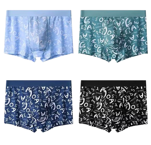 Lot de 4 Boxers en Soie Glacée à motifs