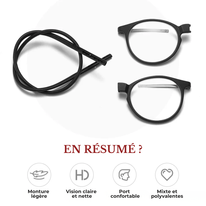 Lunettes de Lecture Fermeture Avant Magnétiques - Cordon Silicone Réglable