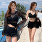 Maillot de Bain 3PC Shorty à Volant avec Top en Maille