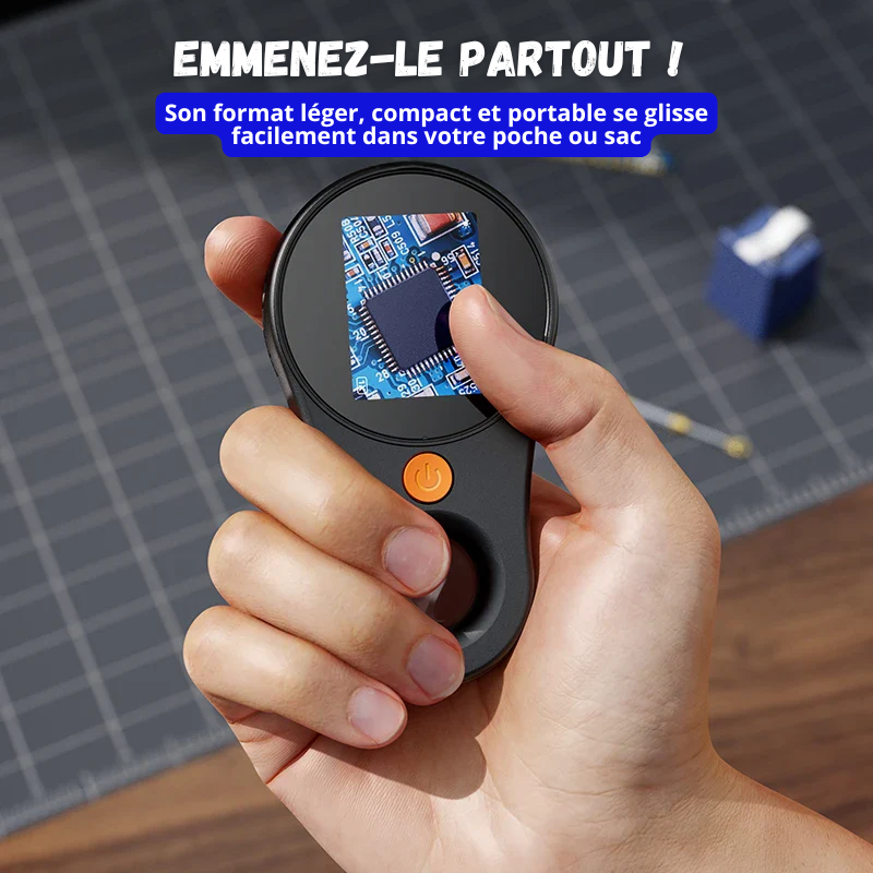 Microscope Loupe Numérique Portable 500X avec 8 LEDs Écran IPS 2 pouces