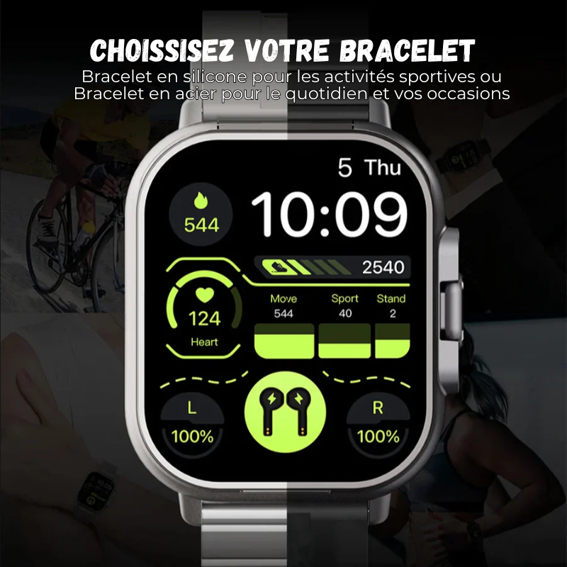 Montre intelligente connectée 2 en 1 avec écouteurs + Bracelet OFFERT