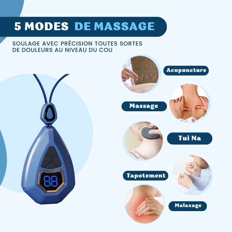 Mini masseur chauffant pour cervicales - 5 Modes & 15 intensités