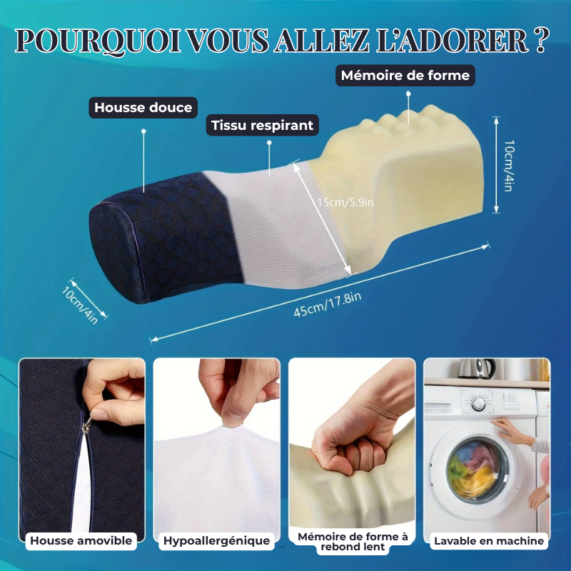 Oreiller Cervical Ergonomique à Mémoire de Forme - Soulage les douleurs