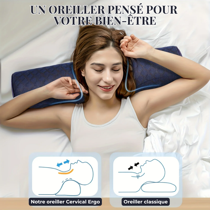 Oreiller Cervical Ergonomique à Mémoire de Forme - Soulage les douleurs