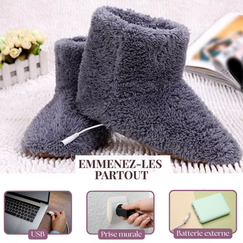 Pantoufles Bottes Chauffantes USB en Peluche Douce
