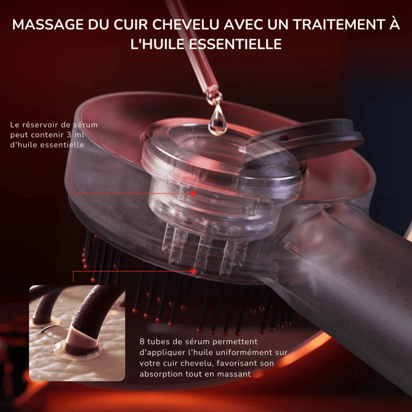 Peigne Thérapeutique Infrarouge Multifonctionnel - Massage du Cuir Chevelu