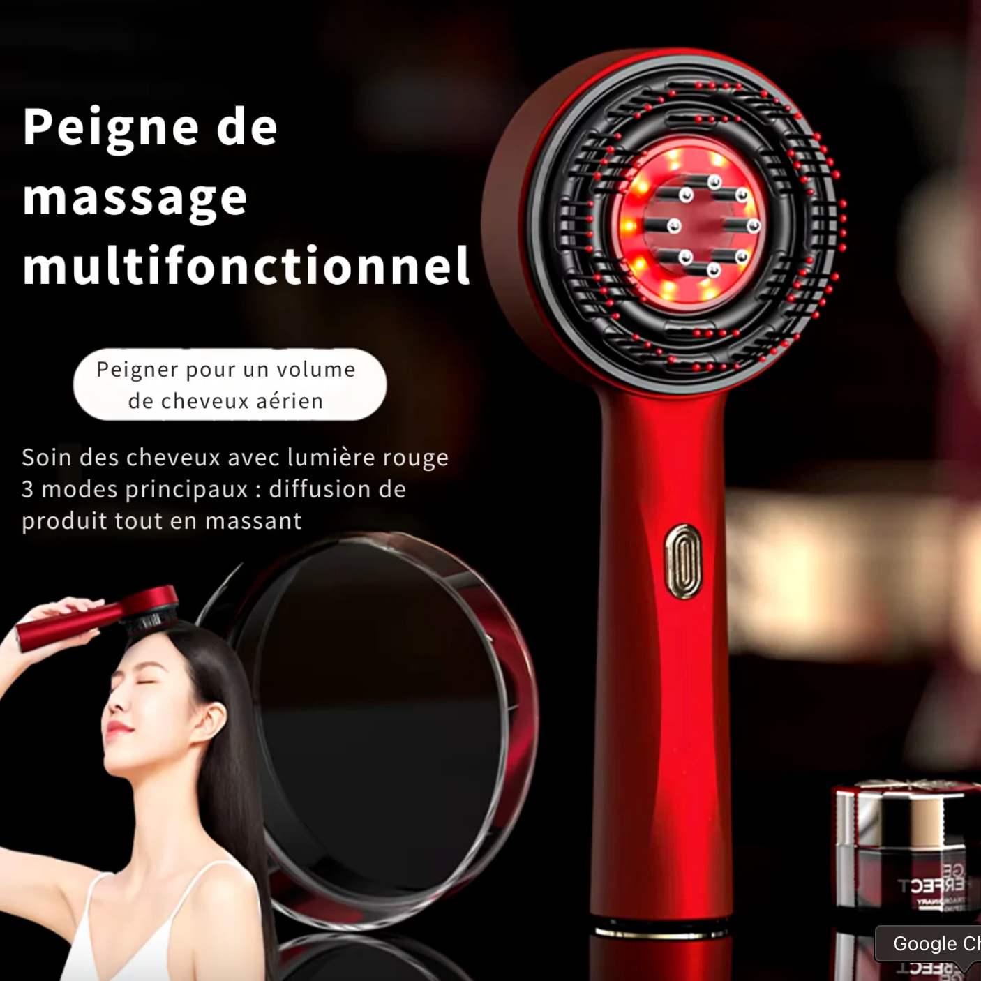 Peigne Thérapeutique Infrarouge Multifonctionnel - Massage du Cuir Chevelu