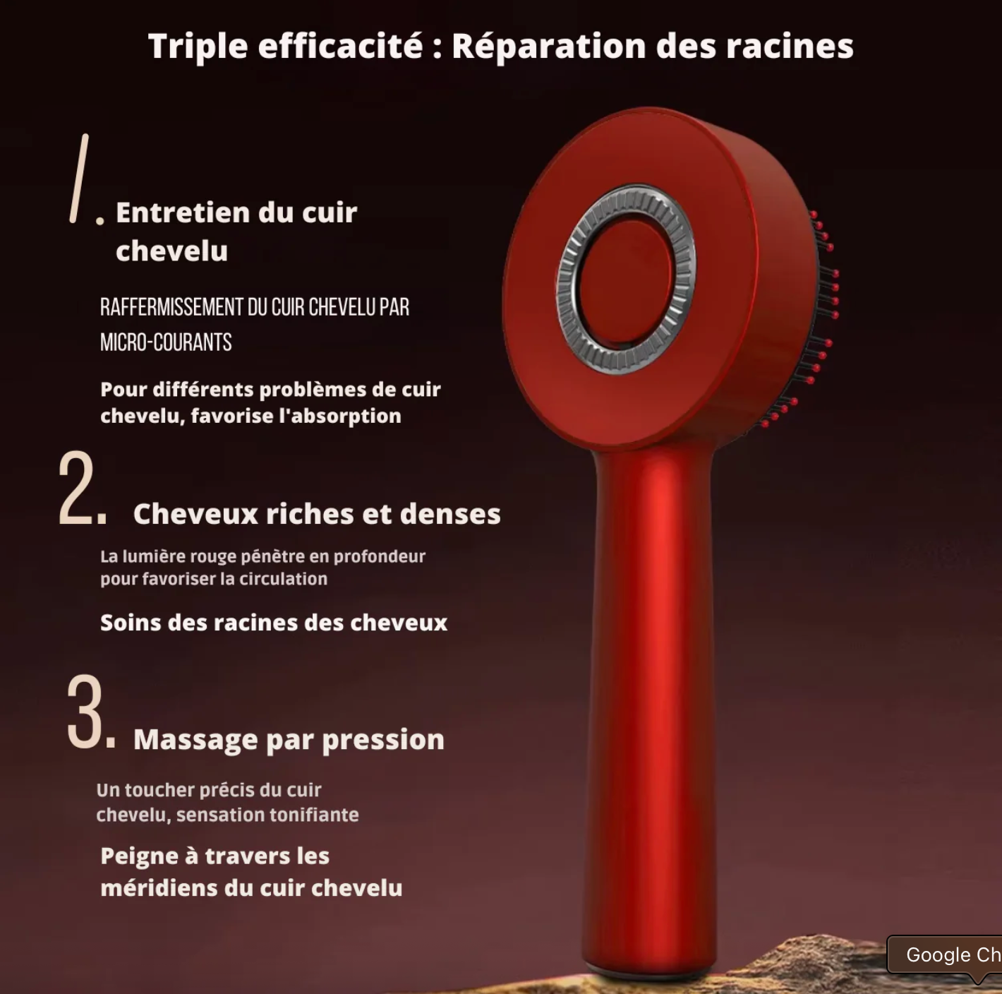Peigne Thérapeutique Infrarouge Multifonctionnel - Massage du Cuir Chevelu