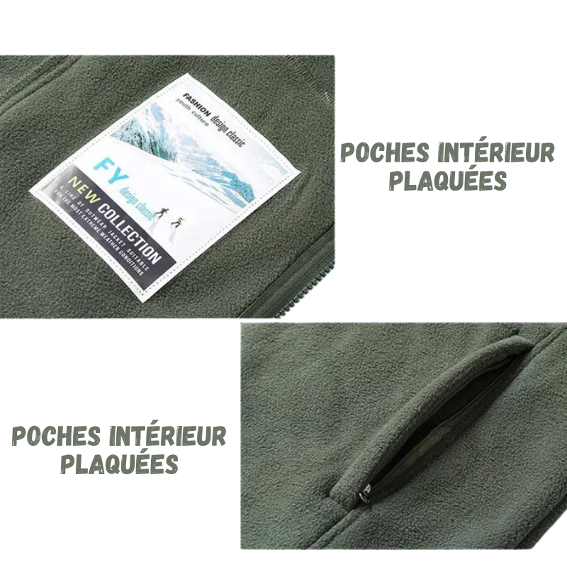 Polaire bicolore à col montant doublure chaude pour hommes