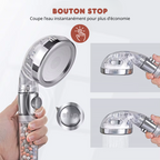 Pommeau de Douche Écologique Haute Pression 3 Jets Relaxants - Recharge Billes OFFERTE