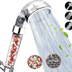 Pommeau de Douche Écologique Haute Pression 3 Jets Relaxants - Recharge Billes OFFERTE