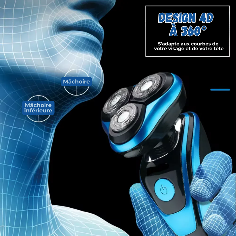 Rasoir Électrique 3-en-1 Étanche Rechargeable