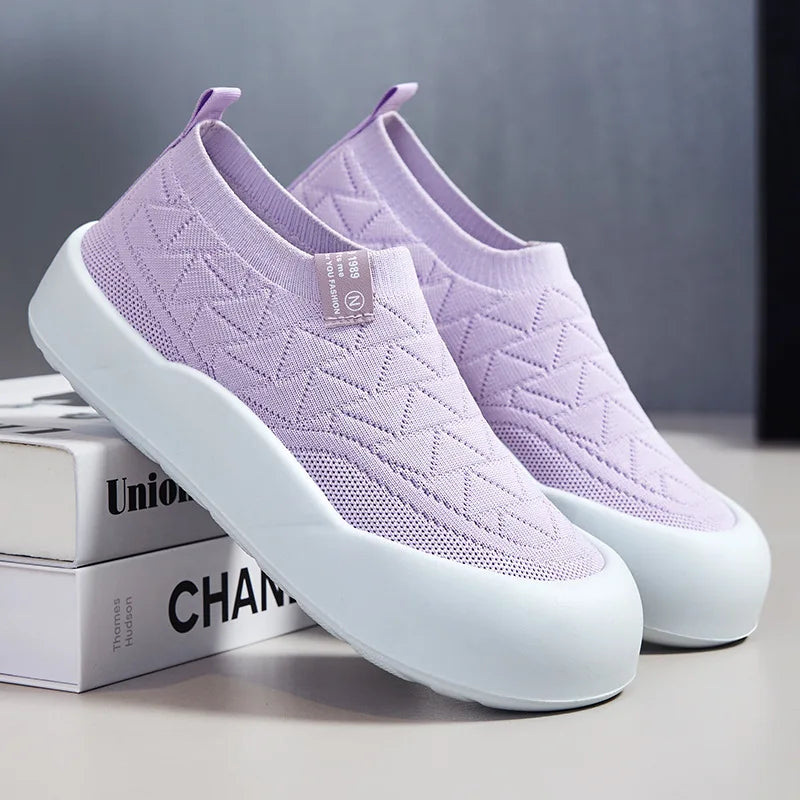 Slip-On en Maille Respirante à Large Semelle