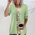 T-shirt 2 en 1 Chic Motif Fleuri