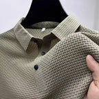 Polo Homme Texturé Jacquard Manches Courtes Respirant