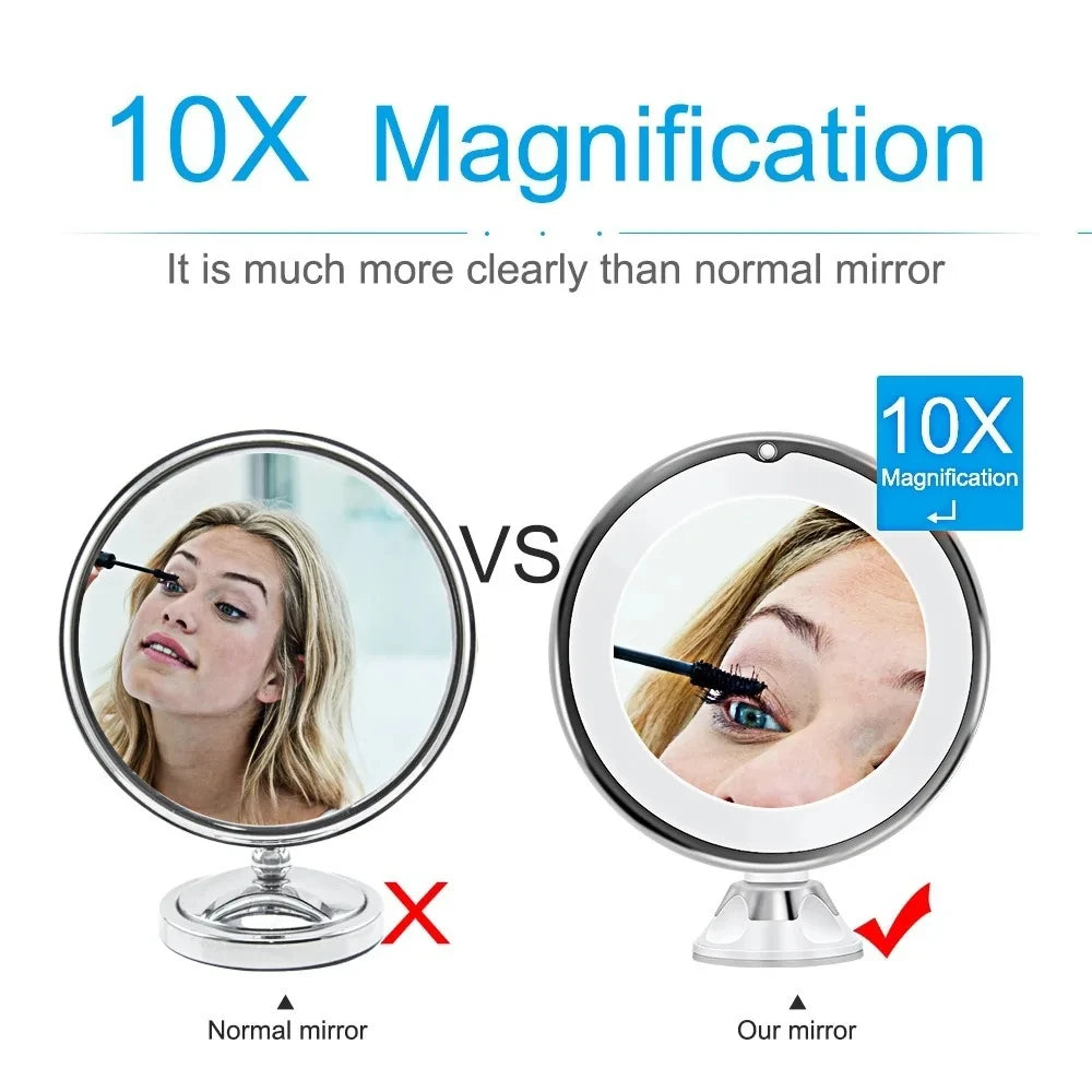 Miroir Grossissant 10x Ajustable à LED)