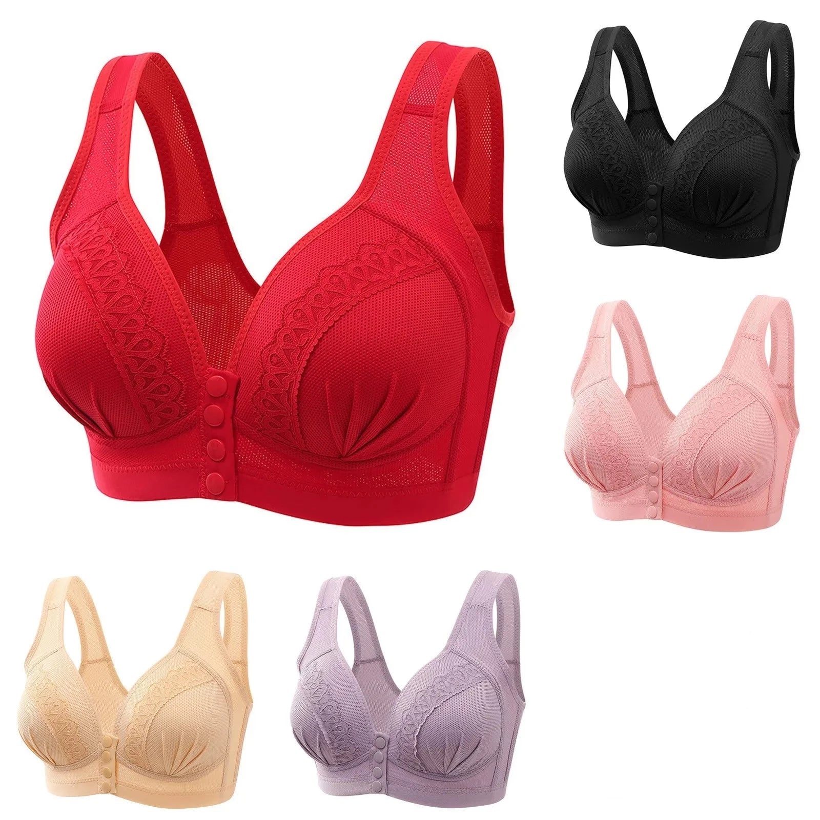 Soutien-gorge en coton à dentelle sexy avec fermeture avant à pression - 1 ACHETÉ = 1 OFFERT
