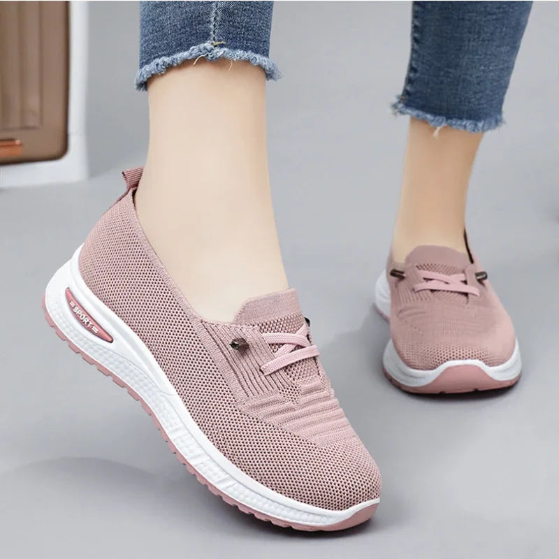 Ballerines en Maille à Faux Lacets Respirantes, Légères & Antidérapantes