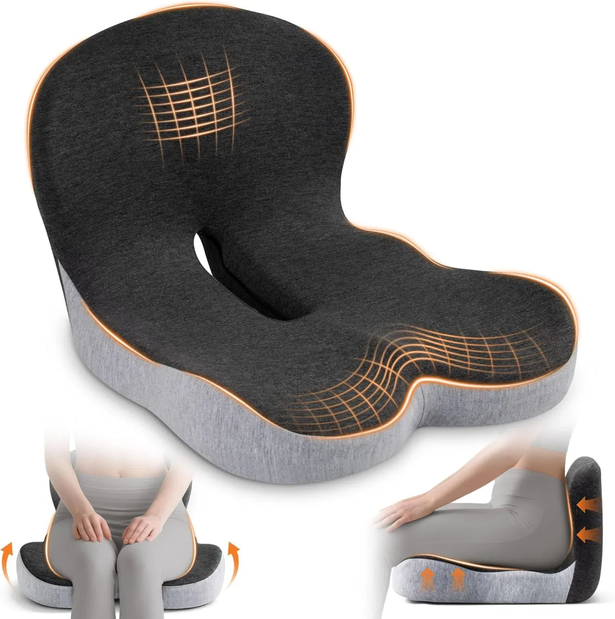 Coussin ORTHO 2 en 1 pour Coccyx & Lombaires à Mémoire de Forme