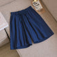 Short en Coton Ample à Taille Élastique avec Cordon