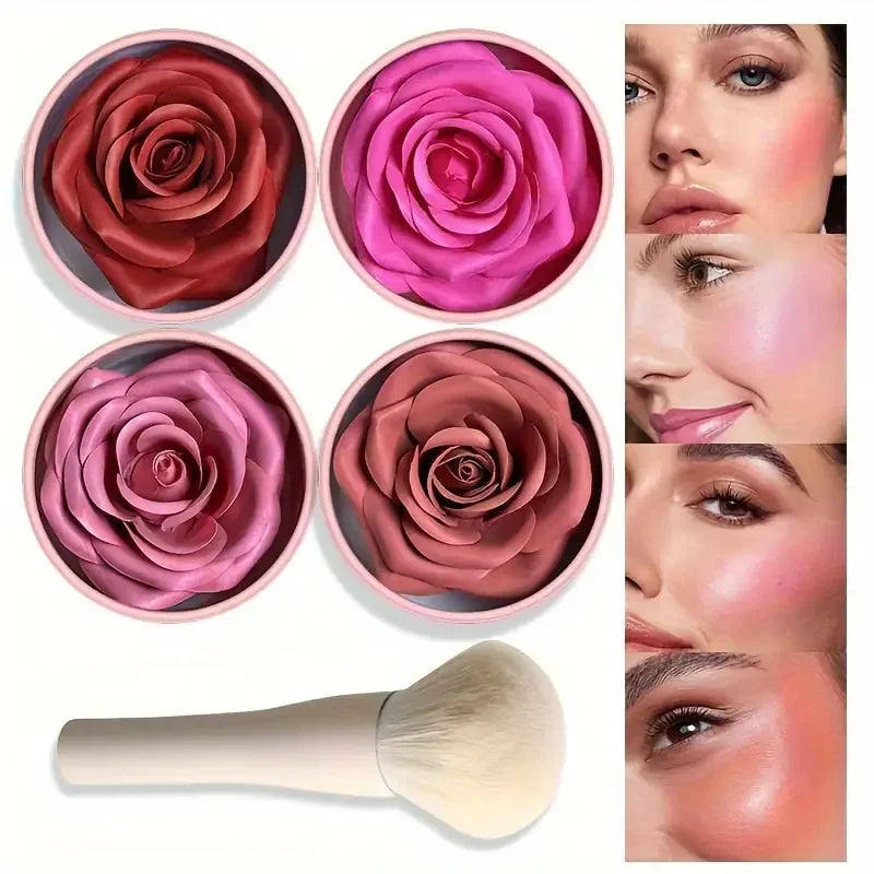 Fard à Joue en Forme de Rose - Idée Cadeau + Pinceau OFFERT